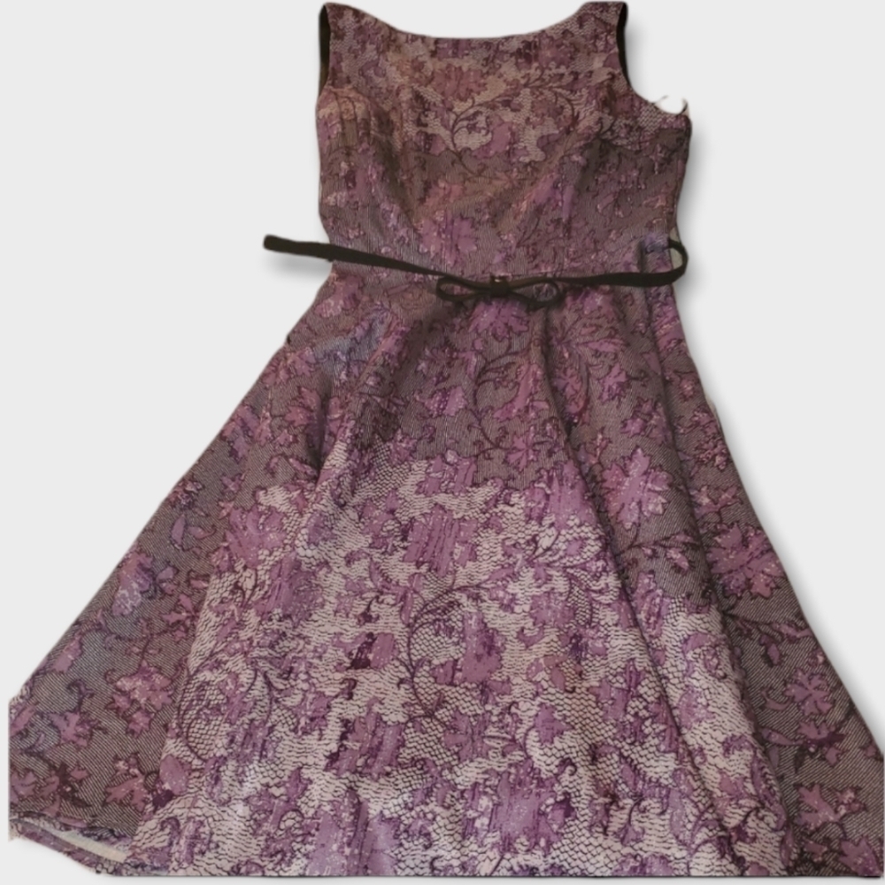 Gabby Skye Purple Belted Dress